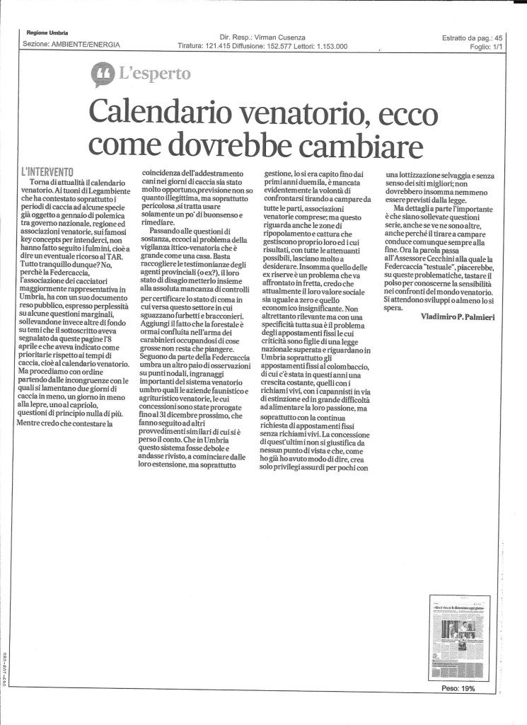 calendario venatoria